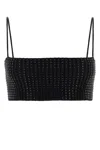 Alexander Wang Embellished Stretch Nylon Crop Top In Black