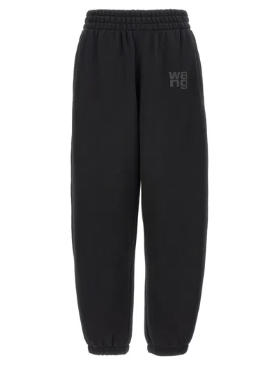 Alexander Wang Women Sweatpants With Raised Glitter Logo Detailing In Black