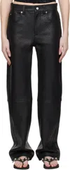 Alexander Wang Black Ez Mid-rise Relaxed Straight Leather Pants In Black