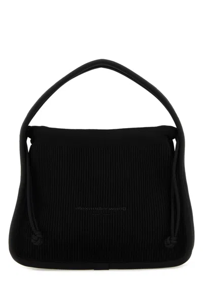 Alexander Wang Small Rib-knit Ryan Handbag In Black