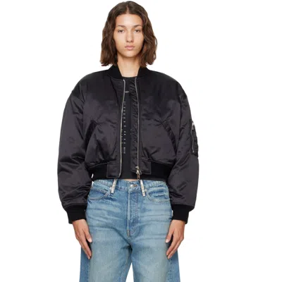 Alexander Wang Black Faux Fur Lined Bomber Jacket In 1-black