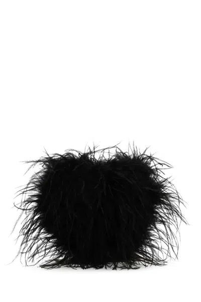 ALEXANDER WANG BLACK FEATHERS CLUTCH