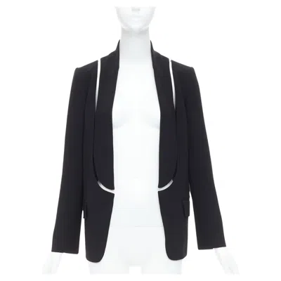Pre-owned Alexander Wang Black Fish Wise Tcut Out Long Blazer Jacket Us0 Xs