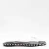 Alexander Wang Nia Ballchain Leather Sliders In Black