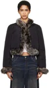 Alexander Wang Black Fur Trim Down Jacket In Black