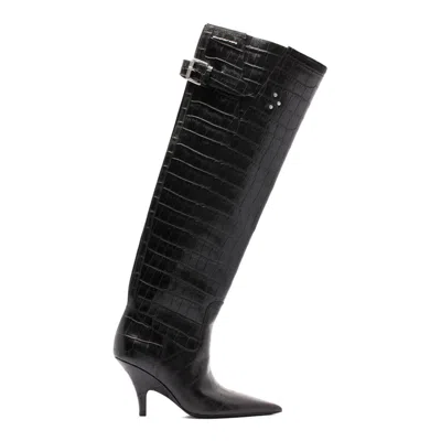 ALEXANDER WANG ALEXANDER WANG BLACK GOAT LEATHER SUEDE BOOTS
