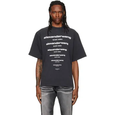 Alexander Wang Black Gradient Logo Short Sleeve T-shirt In Multi