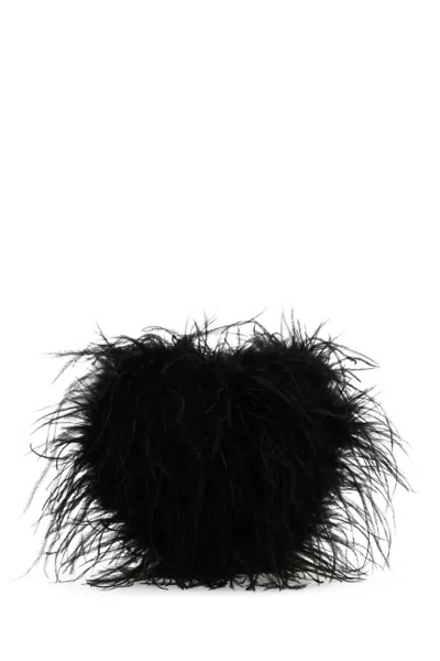 ALEXANDER WANG BLACK HEART FEATHERS CLUTCH