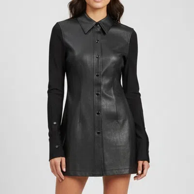Pre-owned Alexander Wang Black Jersey And Calf Leather Long Corset Shirt S