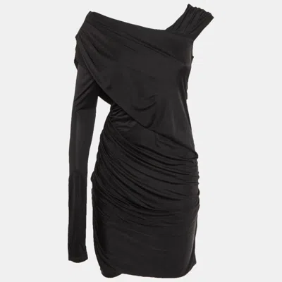 Pre-owned Alexander Wang Black Jersey One Shoulder Draped Dress M