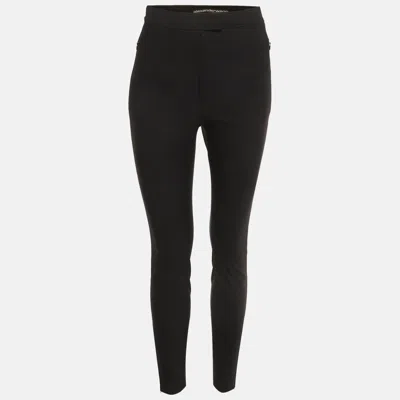 Pre-owned Alexander Wang Black Jersey Zip Detail Pants S