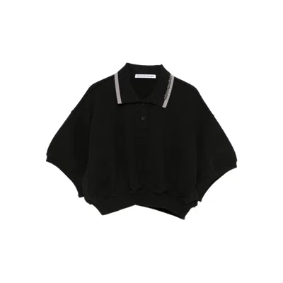 Alexander Wang Women Cropped Cotton Polo Shirt In Black