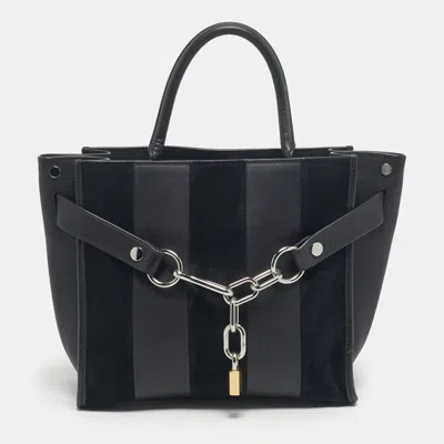 Alexander Wang Black Leather And Suede Attica Chain Tote In Gray