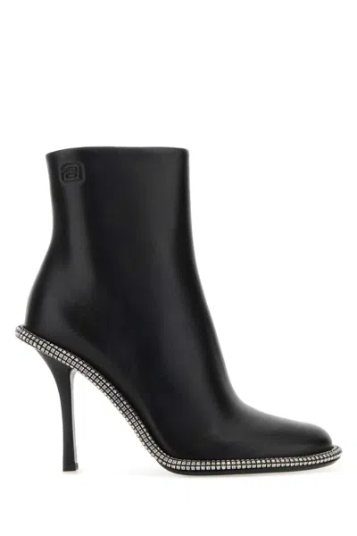 ALEXANDER WANG BLACK LEATHER ANKLE BOOTS