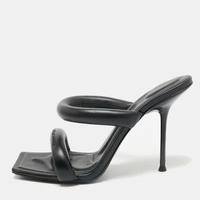 Pre-owned Alexander Wang Black Leather Julie Tubular Slide Sandals Size 39