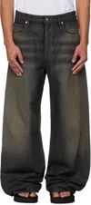 Alexander Wang Black Leather Look Relaxed Jeans In Brown