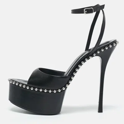 Pre-owned Alexander Wang Black Leather Nova Platform Sandals Size 40