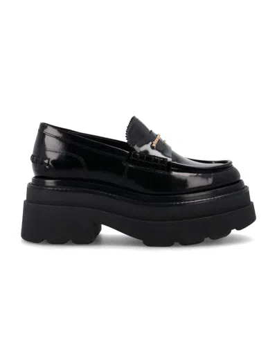 ALEXANDER WANG BLACK LEATHER PLATFORM LOAFERS