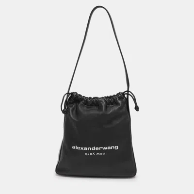 Pre-owned Alexander Wang Black Leather Ryan Drawstring Hobo
