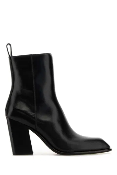 Alexander Wang Leather Throttle Ankle Boots In Black