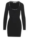Alexander Wang Mini Dress With Nameplate Chain Black In Black