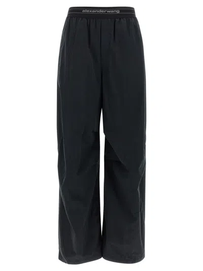 ALEXANDER WANG BLACK LOGO ELSTIC PANTS