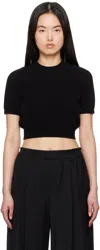 Alexander Wang Cropped Ribbed Chenille Sweater With Logo In Black