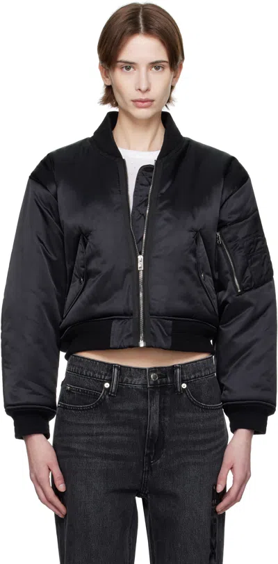 Alexander Wang Black Logo-embroidered Bomber Jacket