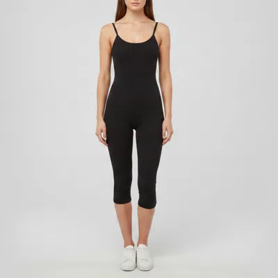 Pre-owned Alexander Wang Black Logo Jacquard Knit Catsuit S