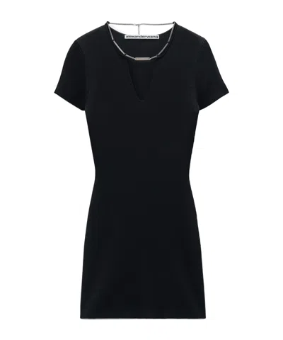 Alexander Wang Black Logo Nameplate Bodycon Minidress