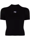 Alexander Wang Logo Patch Stretch Jersey T-shirt In Black