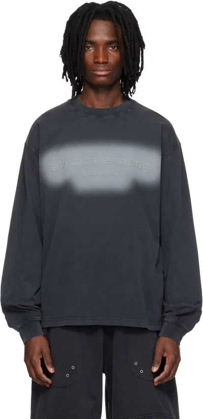 Alexander Wang Black Long Sleeve Embossed Halo T-shirt