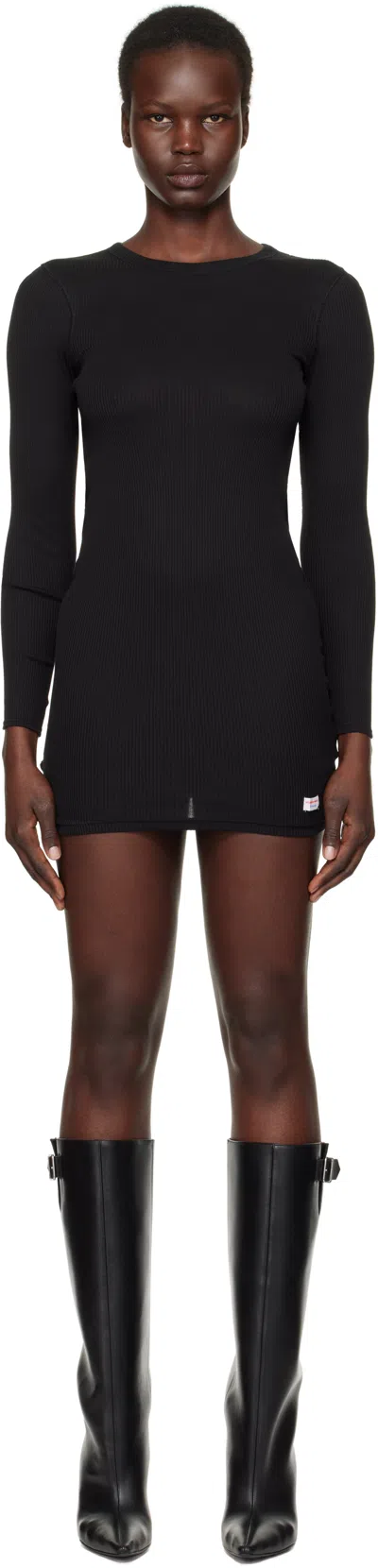 Alexander Wang Black Long Sleeve Loungewear Minidress In 001 Black
