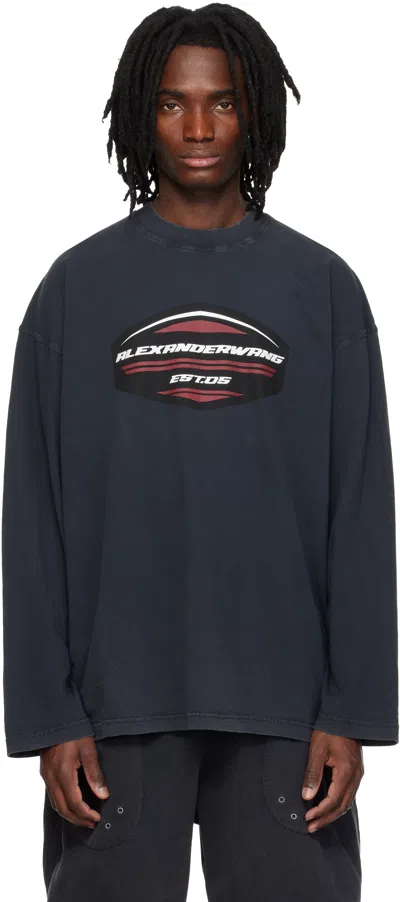 Alexander Wang Black Long Sleeve Shield Graphic T-shirt