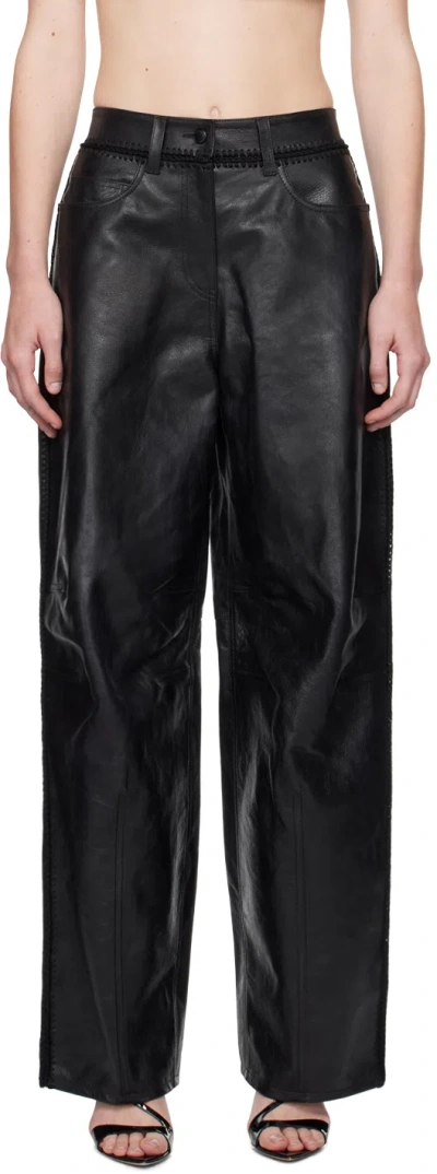 Alexander Wang Black Low-rise Leather Pants In 001 Black