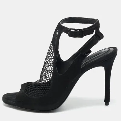 Alexander Wang Black Mesh And Suede Ankle Strap Sandals