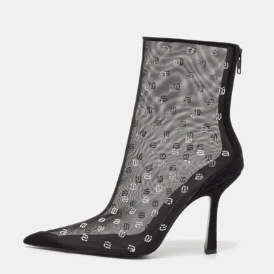 Alexander Wang Black Mesh And Suede Delphine Ankle Boots In Gray