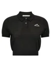 Alexander Wang Perforated Mesh Polo With Collar And Short Sleeves In Black