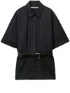 ALEXANDER WANG BLACK MINI SHIRTDRESS WITH BELTED WAISTBAND FOR WOMEN