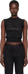 Alexander Wang Black Mock Neck Hotfix Tank Top In Black