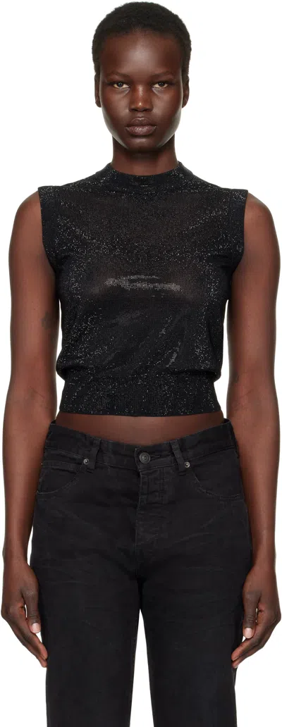 Alexander Wang Black Mock Neck Hotfix Tank Top