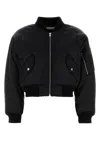 Alexander Wang Bomber Jacket Nylon Ribbed Cuffs In Black