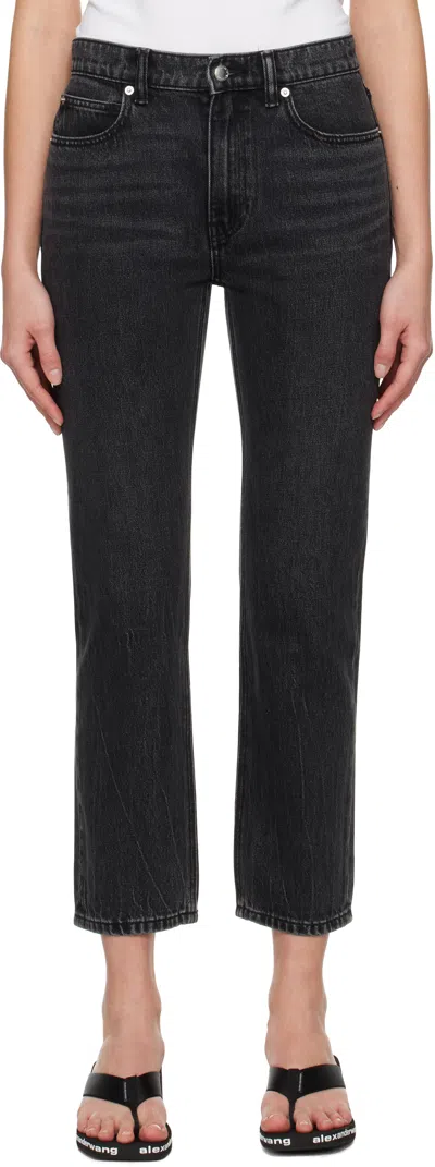 Alexander Wang Black Og High-rise Stovepipe Jeans In Grey Aged