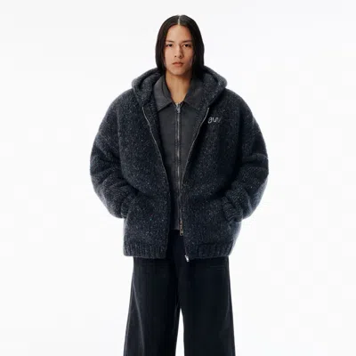 Alexander Wang Black Oversized Hoodie With Hand-crochet Logo In Multi