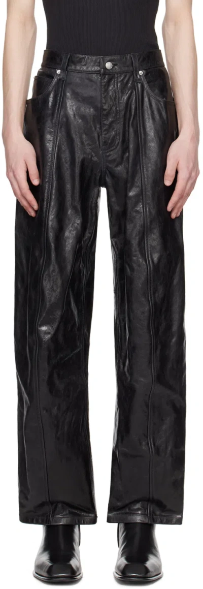Alexander Wang Black Paneled Leather Trousers In 001 Black