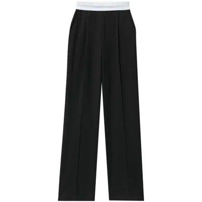 Alexander Wang High Waisted Pleated Pant With Logo Elastic By Alexande In Black