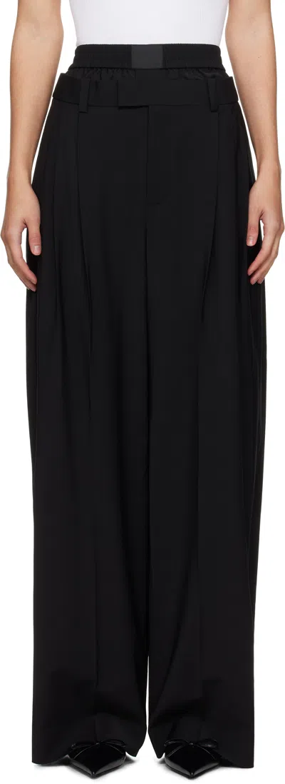 Alexander Wang Black Pre-styled Boxer Pleated Trousers