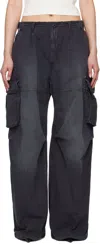 Alexander Wang Black Pre-styled Ripstop Cargo Pants In Washed Jet Black