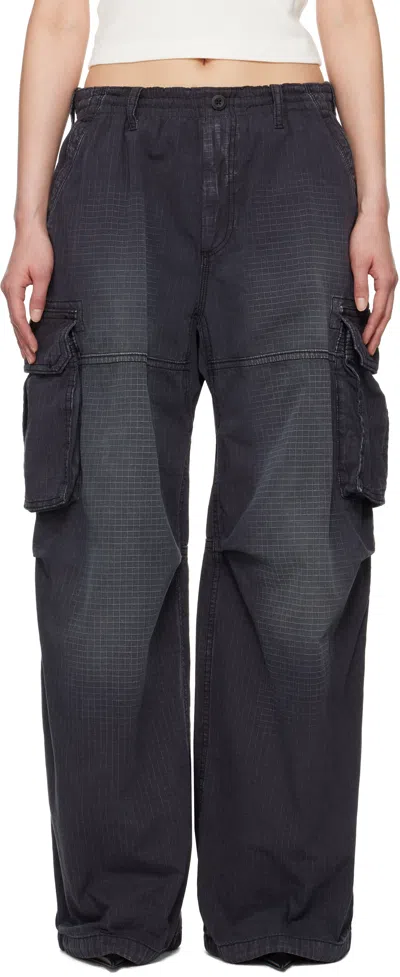 Alexander Wang Black Pre-styled Ripstop Cargo Pants In Washed Jet Black
