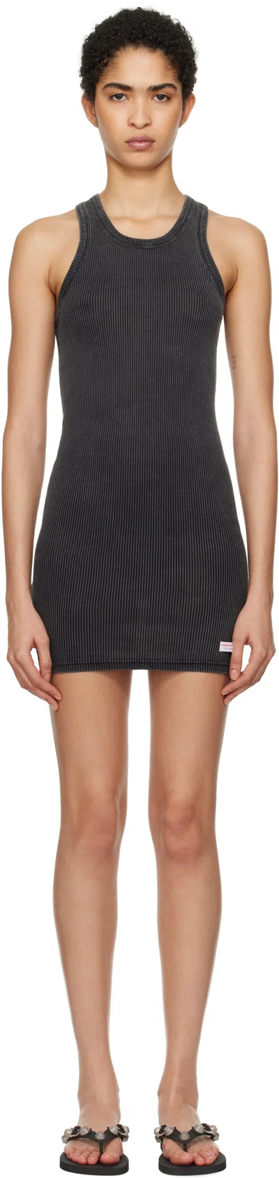 Alexander Wang Black Racer Tank Minidress In Washed Black